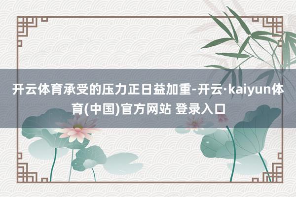 开云体育承受的压力正日益加重-开云·kaiyun体育(中国)官方网站 登录入口